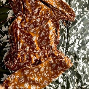 Brown flowered crop top.